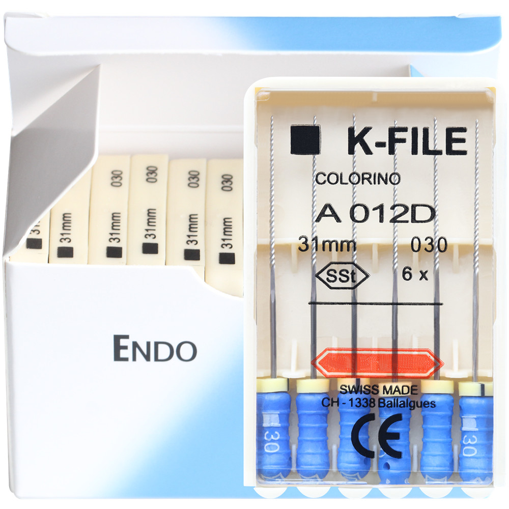 K-FILE Dental de acero inoxidable, limas de Endodoncia de uso manual, productos de laboratorio de odontología, 21/25/31mm, 10 paquetes/caja: Azul oscuro