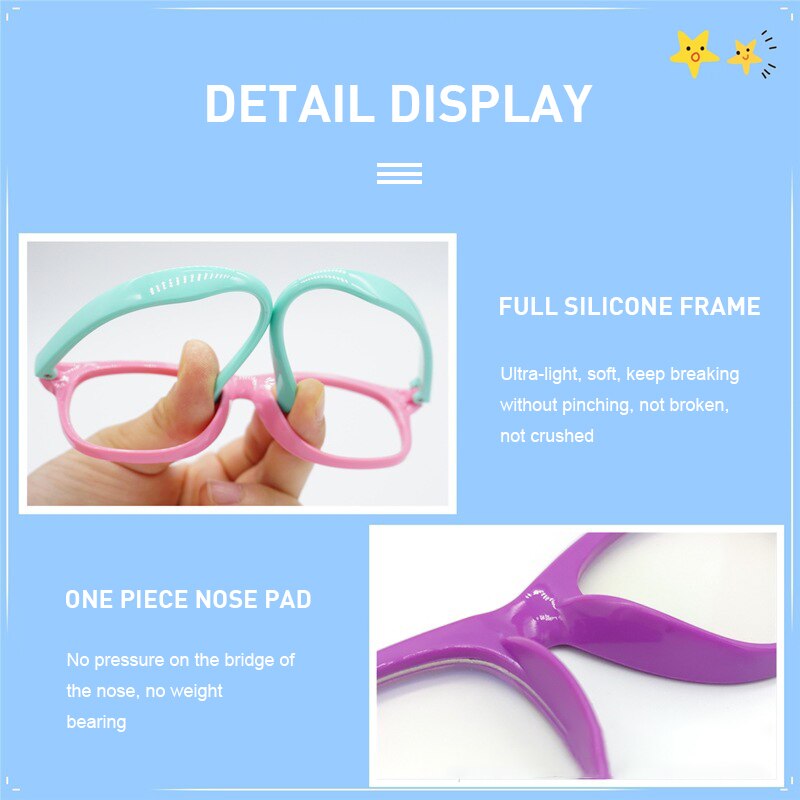 Bendable Children Optical Glasses Flexible One-piece Safe Eyeglasses Plain Mirror Silicone Anti-blue Light Goggles Eyewear