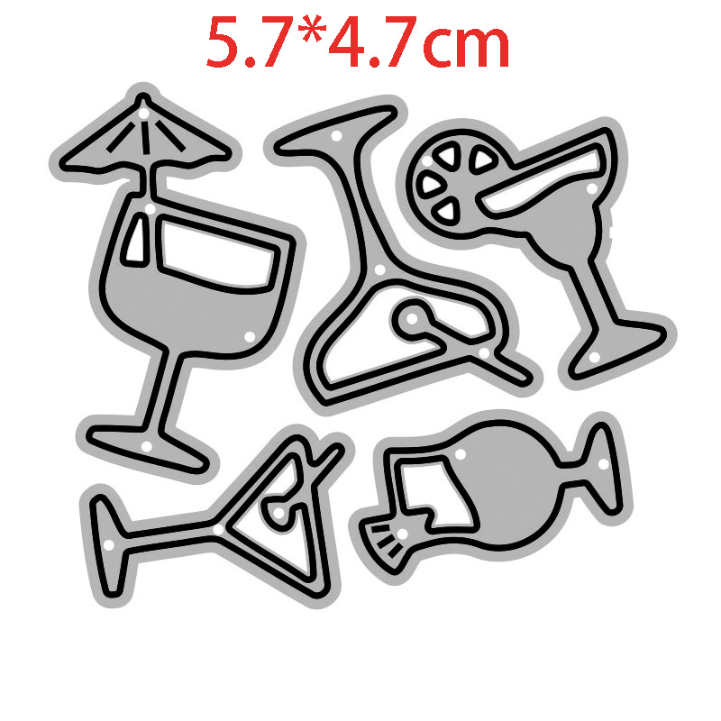 Ch vin glass og blomster metall kutte dies 3d diy scrapbooking karbon skarp håndverk dør foto invitasjonskort dekorasjon