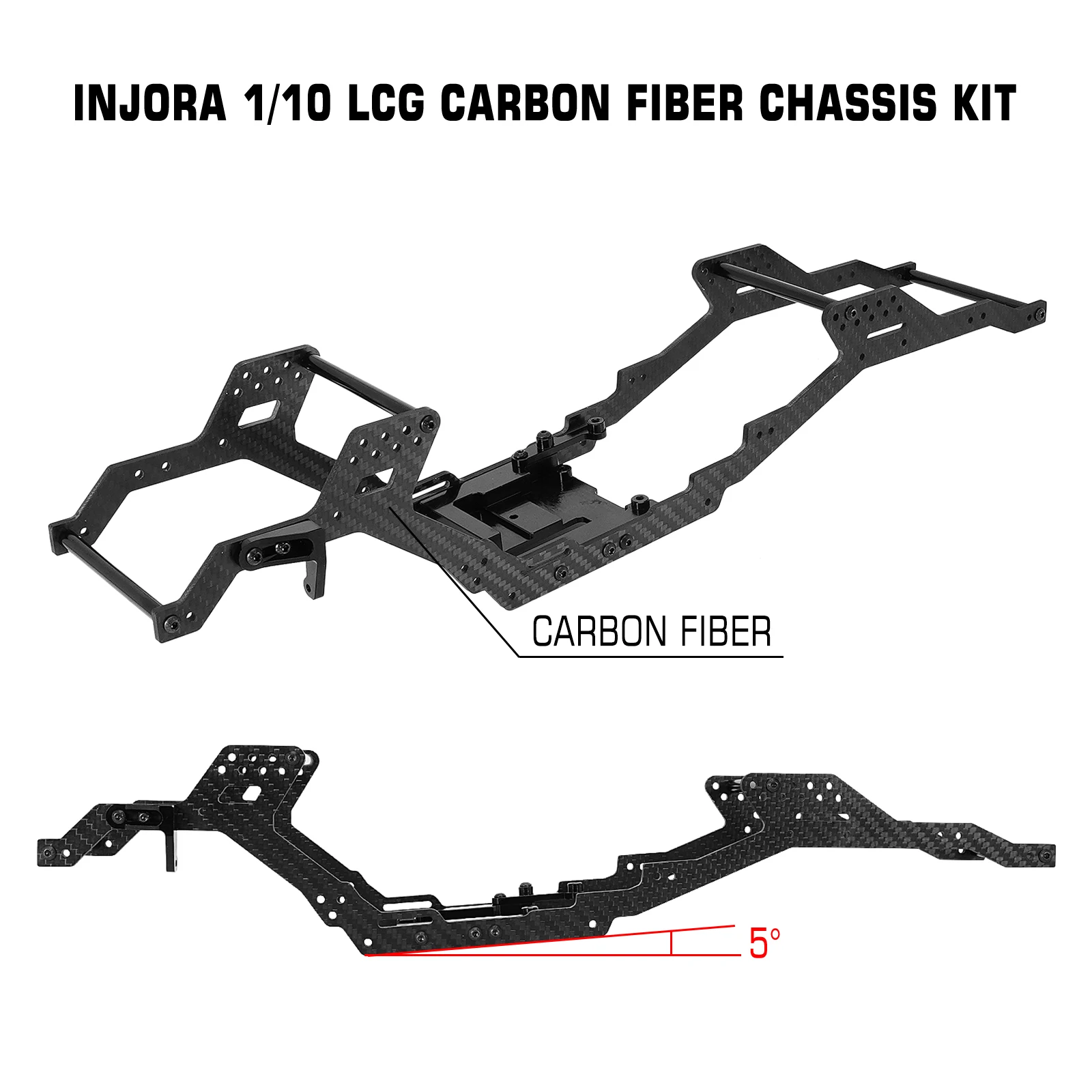 INJORA-Kit de chasis de fibra de carbono LCG, distancia entre ejes de 313/324mm, viga de marco para 1/10 RC Crawler TRX4, piezas de mejora
