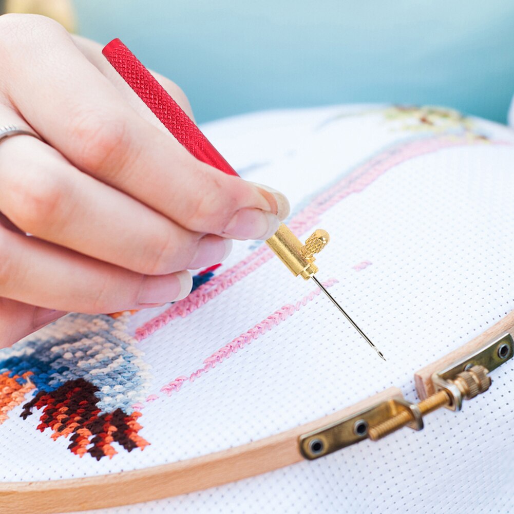 Wood Handle French Crochet 3 in 1 Hoop Embroidery Tambour Beading Embroidery Needlework DIY Framed Hook Needle DIY Craft
