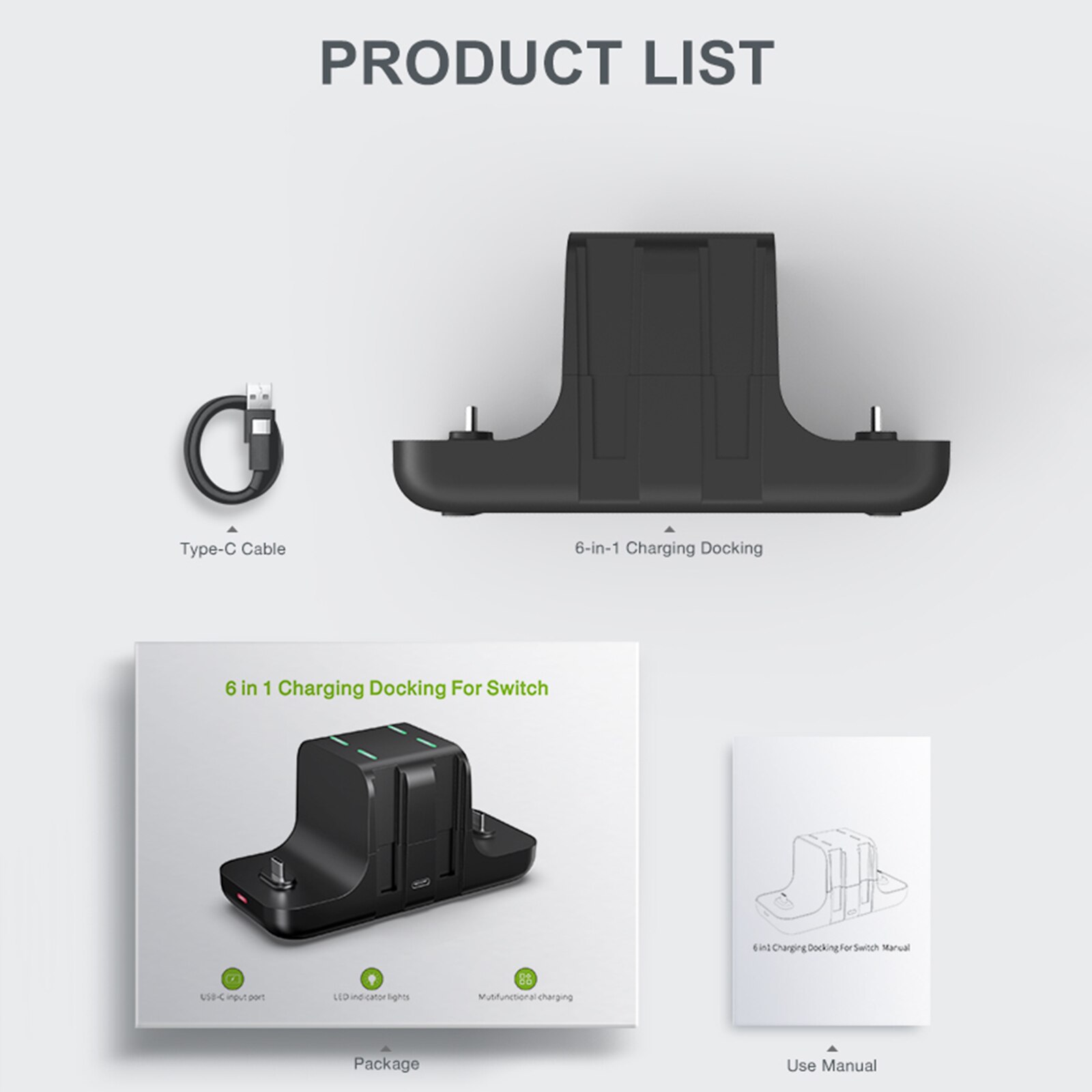 For NS03 Switch Charging Dock Switch Docking Set Switch Dock Portable Charge Adapter Docking Set six in one Switch Charger Dock