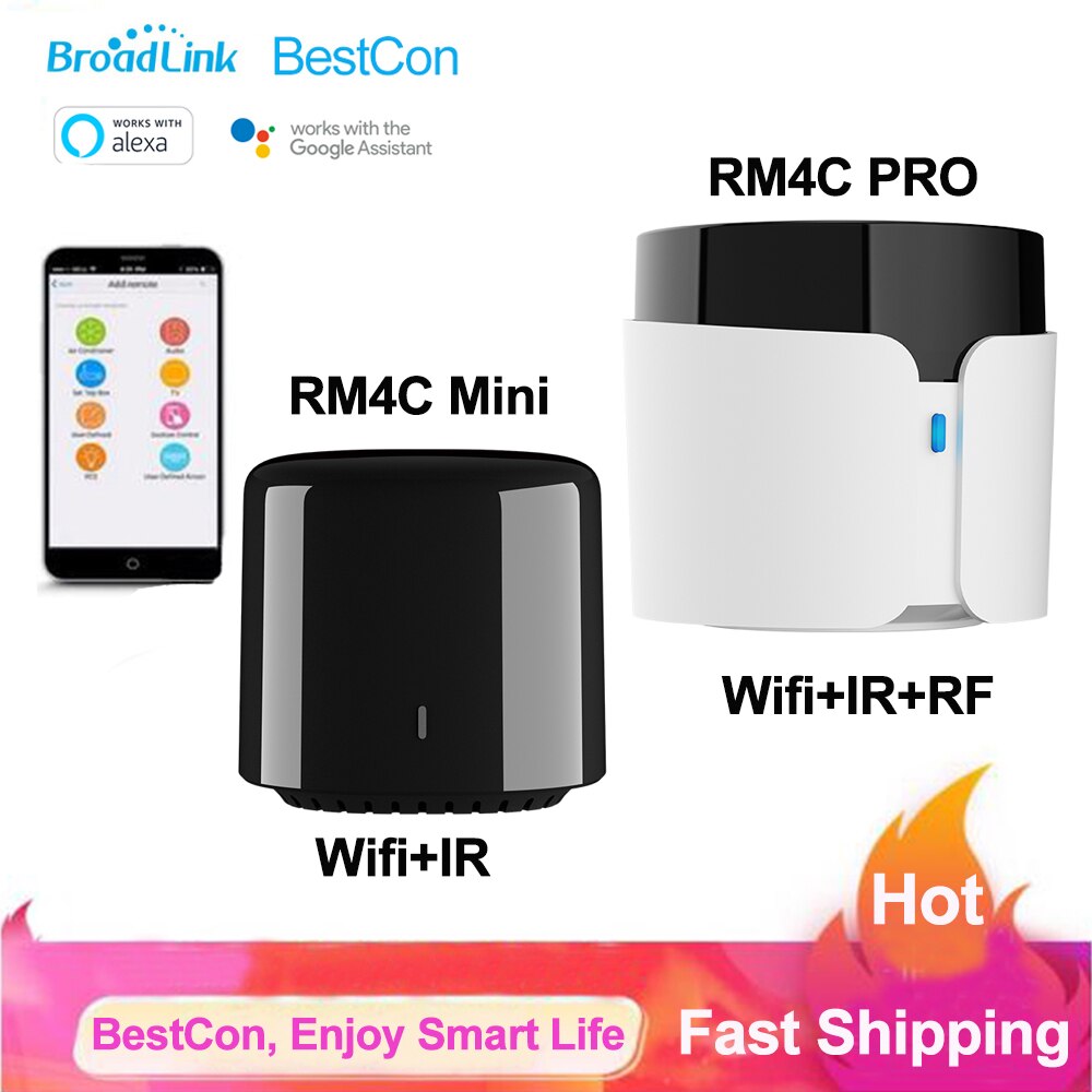 Broadlink bestcon  rm4c pro  rm4c mini wlan-ir-rf-universalfernbedienung smart-home-fernbedienung kompatibel mit alexa, google home und ifttt