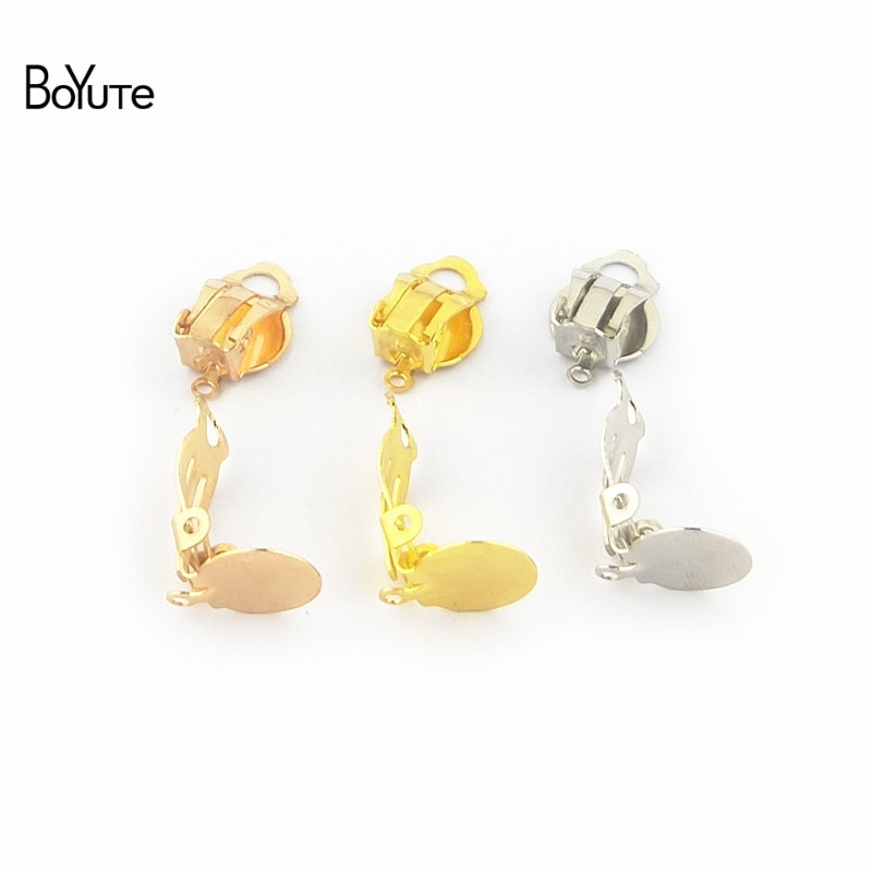 BoYuTe 100PCS 5 Colors Metal Iron No Pierced Ear Clip with 10MM Blank Base Diy Earrings Jewelry Parts Accessories