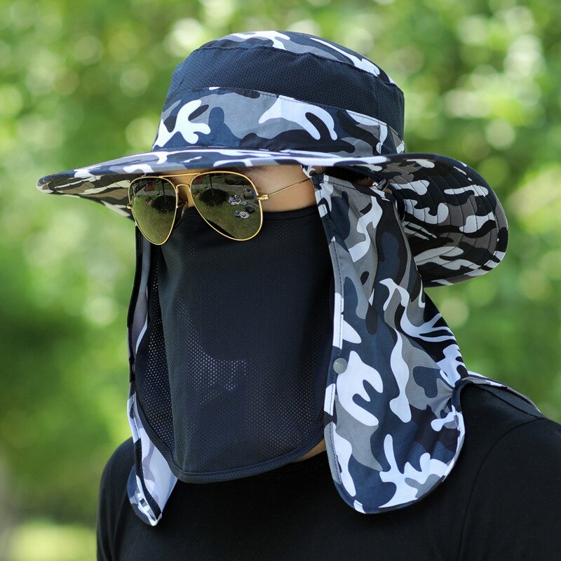 Outdoor visserspet voor heren, bestand tegen de zon, in de zomer: Marine camouflage