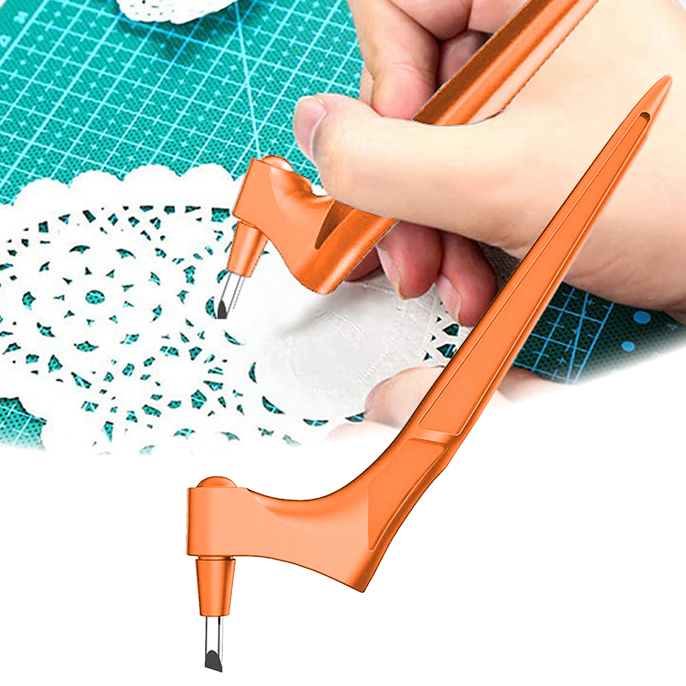 Craft Cutting Tools 360 Rotating Blade Paper-Cutter Wear-Resisting DIY Art Cutting Pen Craft Safety Steel Cutter Paper Knife: Orange