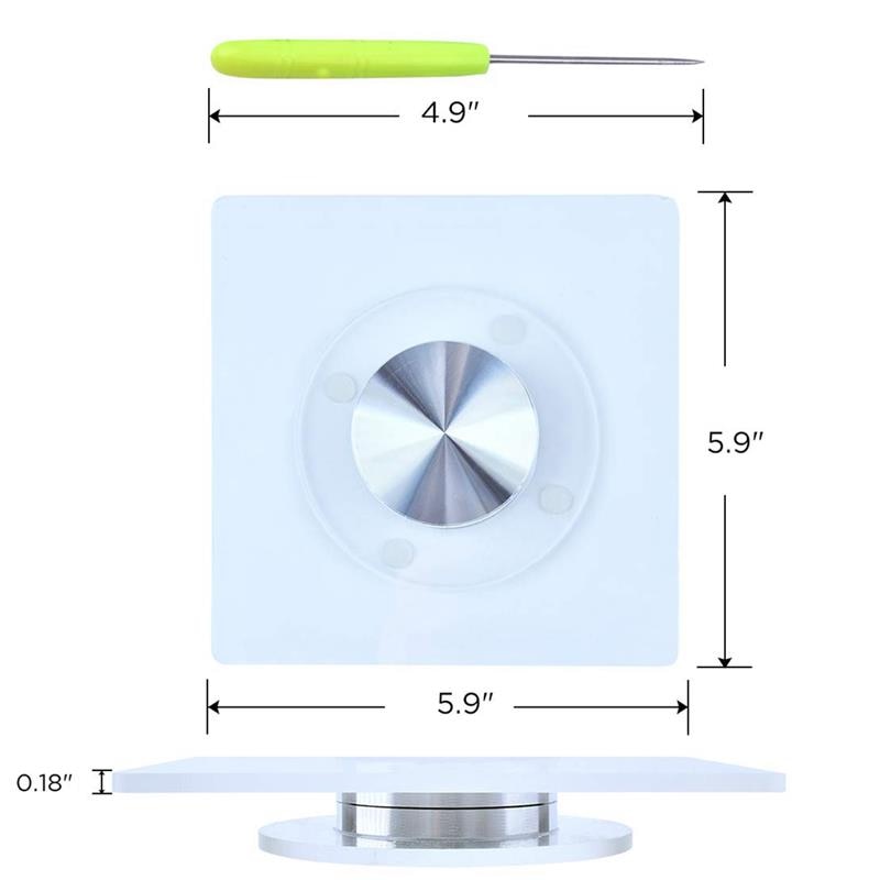 Plateau tournant antidérapant, support rond antidérapant, outils de cuisson de gâteau à bricolage-même, plaque à gâteau en métal, décoration rotative avec 6 aiguilles de scriptions