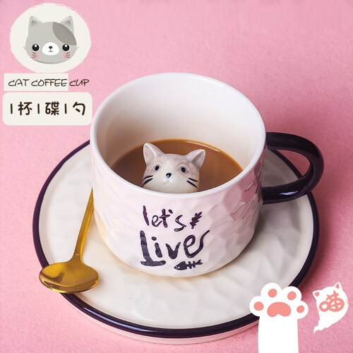 Ceramic Tea Cup Set Cute Cartoon Japanese Style Dessert Cup And Saucer Set Coffe Koffie Kopjes Tableware Teaware ED50BD: b
