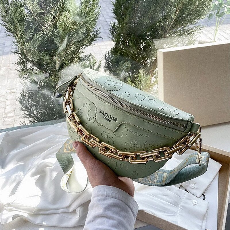 Retro Taille Tas Pu Lederen Fanny Pack Schoudertas Dames Alligator Patroon Taille Verpakking Vrouwen Riem Tas Multifunctionele Borst Zak: Green B