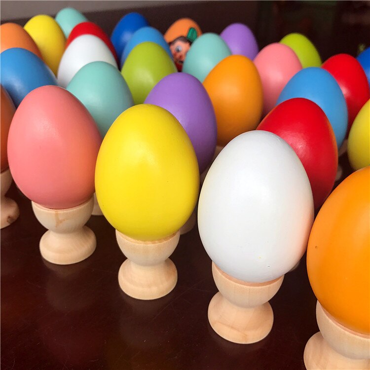 6 teile/los Neue Baby Spielzeug Holz Nachahmung Eier DIY Gemalt Graffiti Ostern Ei Modell Küche Pretend Spielen Spielzeug 12 Farben