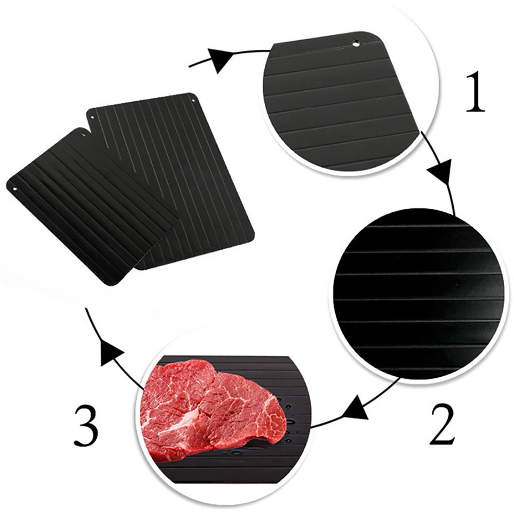 Aluminum Fast Defrost Plate Thaw Frozen Food Meat Fruit Quick Defrosting Plate Board 2-In-1 Defrost Chopping Board Kitchen Tool