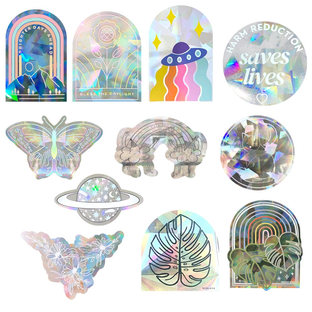 3D Star Butterfly Rainbow Window Sticker Film Sun Catchers Stickers Self adhesive Stained Motorcycle Stickers For Room Decor