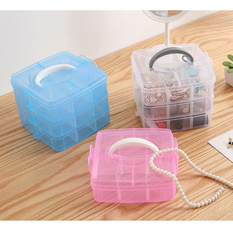 Transparent Portable Large Jewelry Organizer Removable Grids Jewelry Storage Rings Necklaces Box Container Case Display