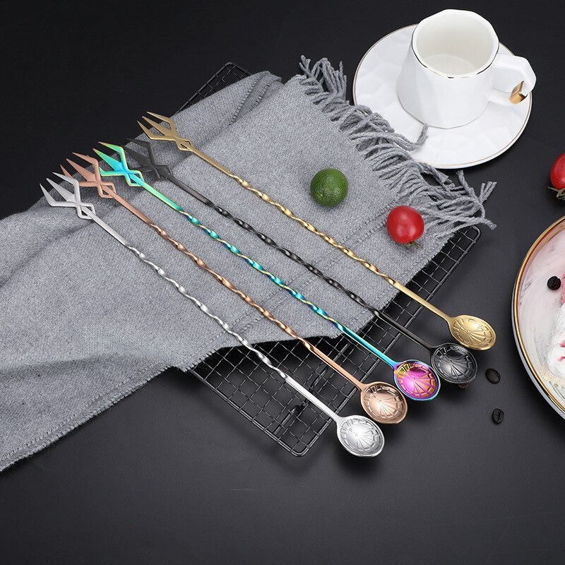 Stainless Steel Mixing Stirring Spoon Long Handle Double Head Spoon Dessert Spoon Coffee Scoop Drinks Cocktails Stirring Sticks