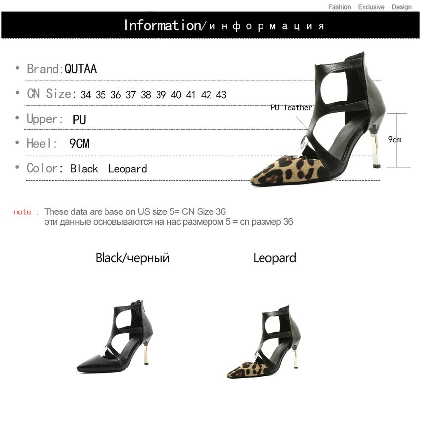 Qutaa spetsig tå dam skor plattform tunn högklackat dam pumps vår/höst casual party dam pumps storlek 34-43