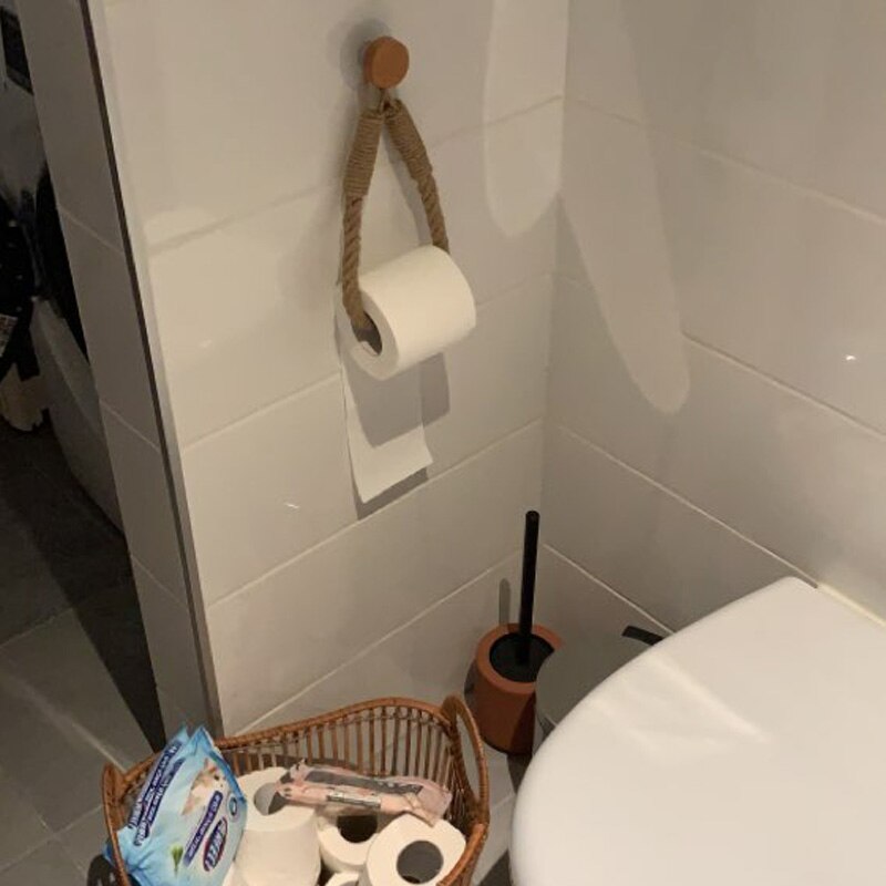 Vintage håndklæde hængende reb toiletpapir holder ring industriel stil hjem hotel badeværelse dekoration forsyninger monteret bevægelig