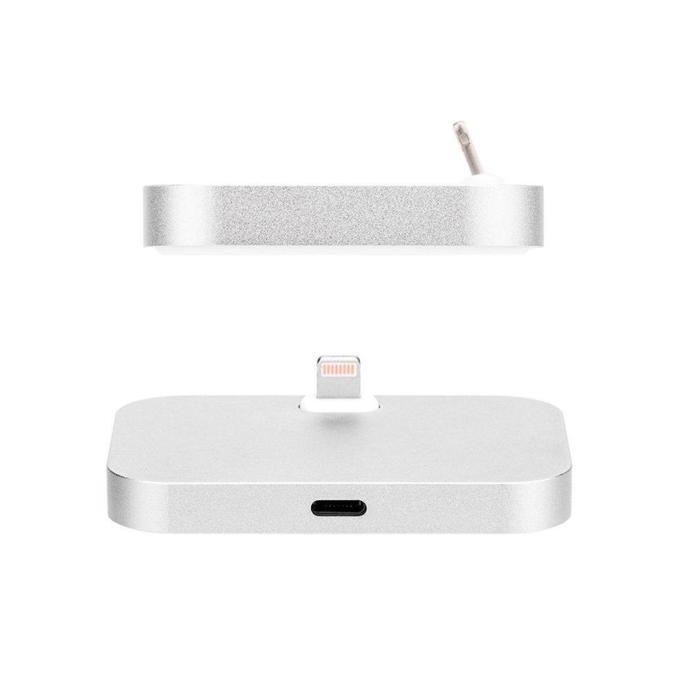 5 V/2A USB câble socle de charge berceau Dock Station de chargeur de synchronisation pour iPhone 5/5 S/SE 6 6S 7 Plus support de chargeur de bureau: Silver