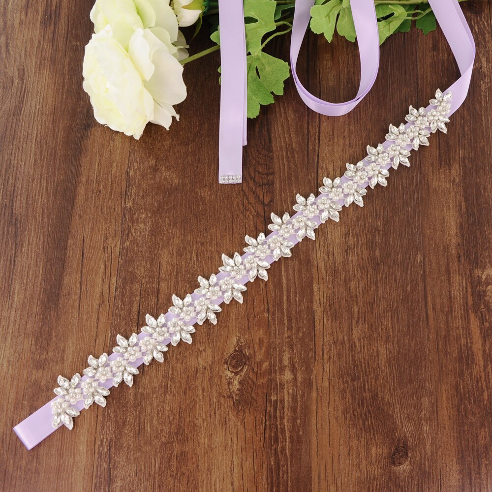 Luxe parelriem voor trouwjurken, bruidsjurkaccessoires, bruidsjurkriem, bruidsmeisjesriem, avondfeestjurkriem, scs 275: Lavendel