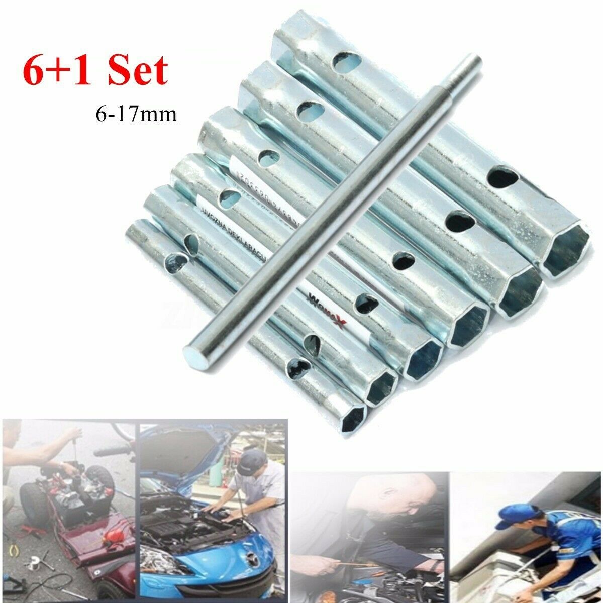 6-17mm Tubular Box Wrench Socket Set Double End Spark Plug Spanner Removal Tool: Default Title