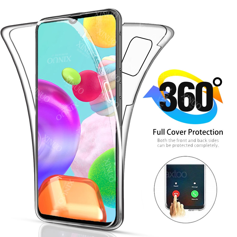 360 Volledige Dubbele Silicon Case Voor Samsung Galaxy A41 Transparante Lichaam Voorkant Achterkant Voor Samsung Gala A40 Een 41 41A Covers Coque