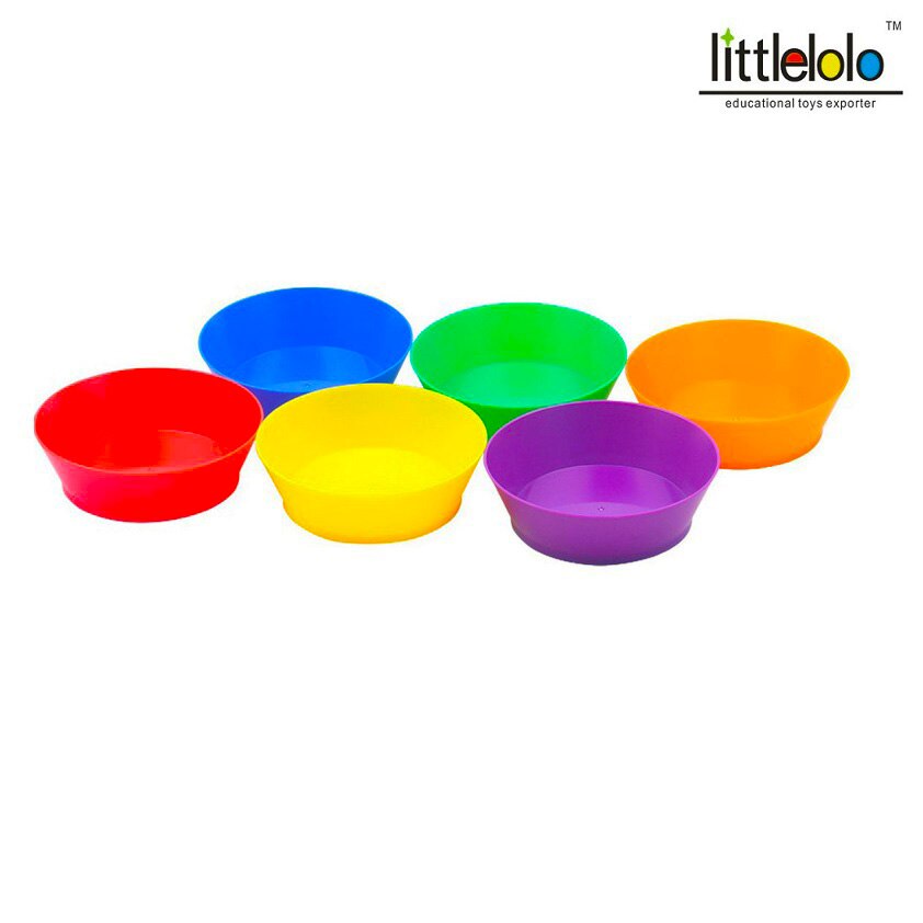 Baby Educational Toy Color Sorting Plate Bowl For Classify Different Color And Contain Small Figures 6pcs/set