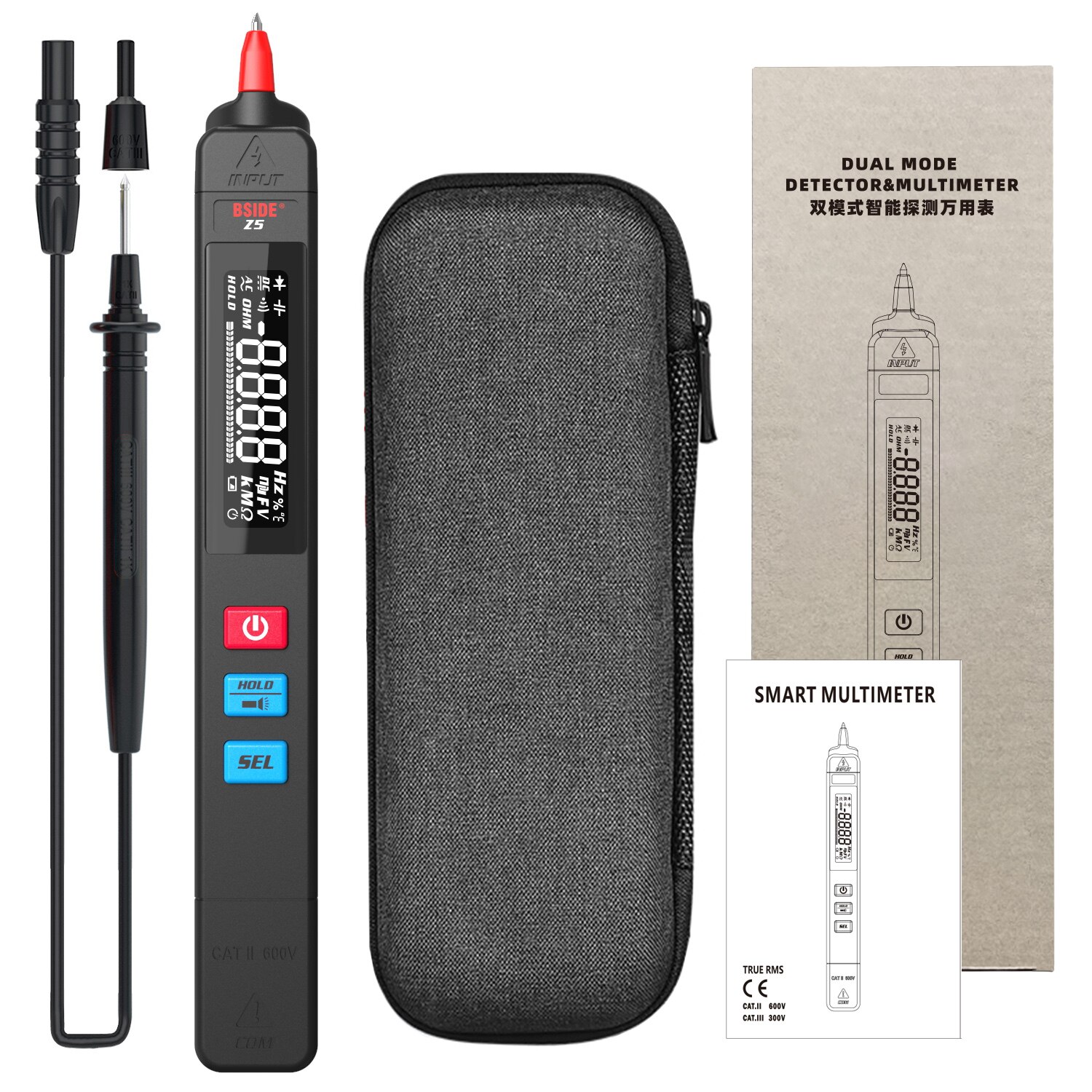 Smart Multimeter Handheld Portable High Precisions Multimeter NCV Measuring Multi-function Multimeter with LED Flashlight + Bag