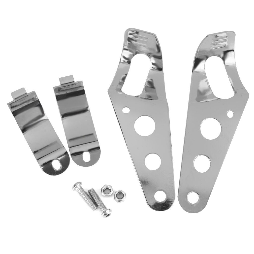 Paar 35mm-43mm motorfiets chromen houder koplamp montagebeugels ondersteuning