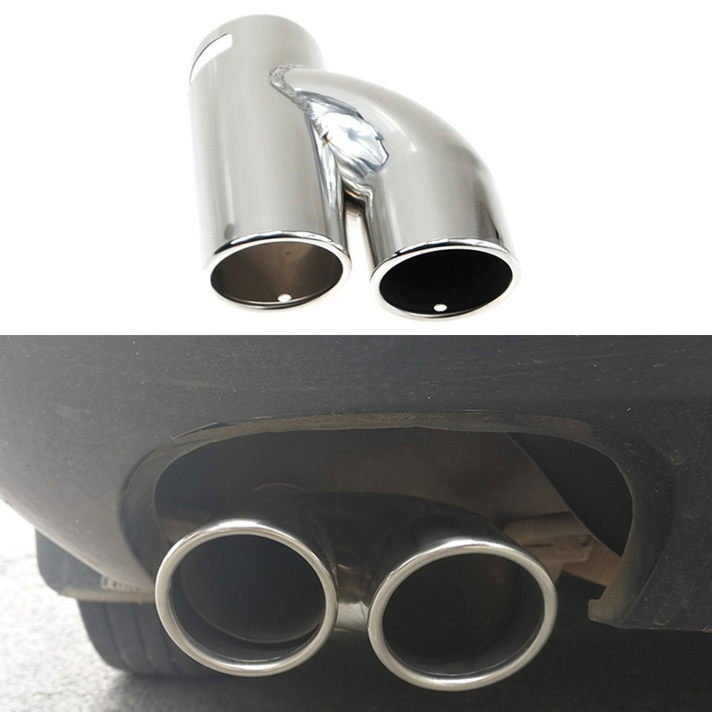 1pcs Double d'échappement silencieux embout de tuyau d'échappement pour Skoda Octavia 2007-