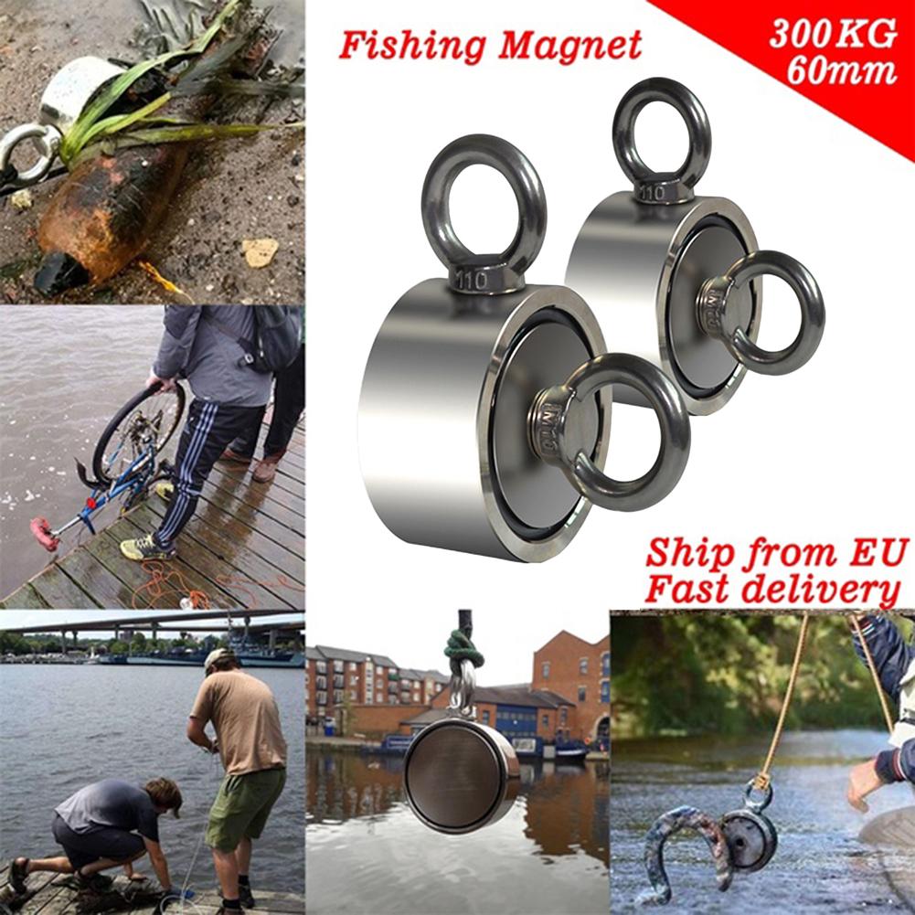 Powerful Salvage Magnet Pot Fishing Hook Magnets Deep Sea Holder Pot Magnets Hook Permanent Magnetic 80Kg 120Kg Pulling Force
