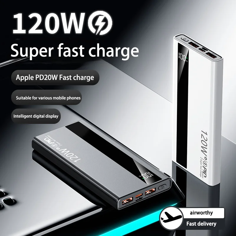 500000 mAh PowerBank mit hoher Kapazität, 120 W, superschnelles Aufladen, tragbare externe Batterie-Powerbank für iPhone Huawei