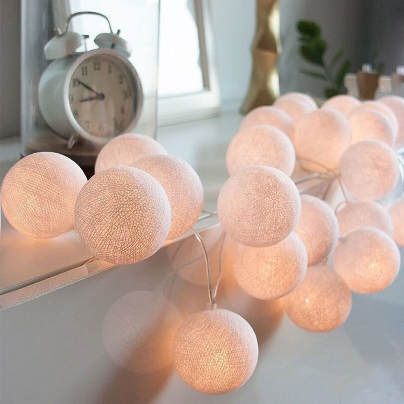 3m 20 lysdioder bomull ball string lys batteri bomull ball lyskjede varm hvit guirlande lumineuse julebelysning: Modus 5 / 1.5m