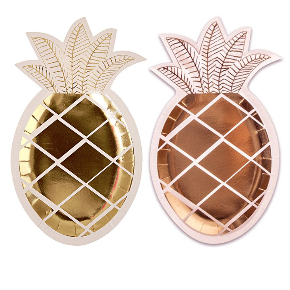 8 st/påse ananas papperstallrikar engångsbröllop födelsedag frukt servis skiva baby shower tårtform