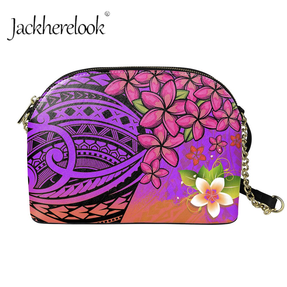Jackherelook enthic tribe-patroon dames messengertas met grote capaciteit, plumeriaprint, mini casual schoudertas met ketting, bolsa: Hqcb 218 d 49