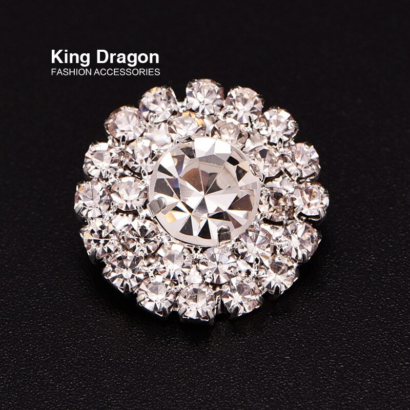 Botón de diamante de imitación transparente utilizado en decoración de ropa o utilizado en diadema 20MM 20 unids/lote, Color plateado, botón trasero, tienda KD173