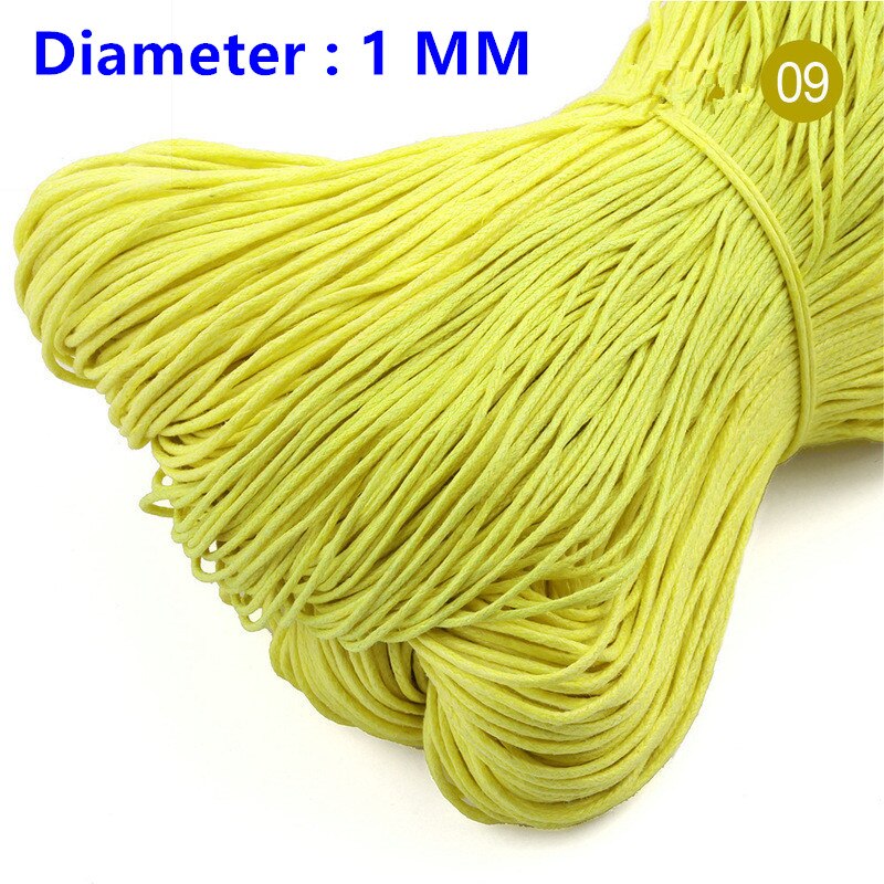 10Yard 1MM Colorful Waxed Cotton Cord Rope Waxed Leather Thread String Strap For Necklace Bracelet Beads Jewelry Making Supplies: Yellow  1MM