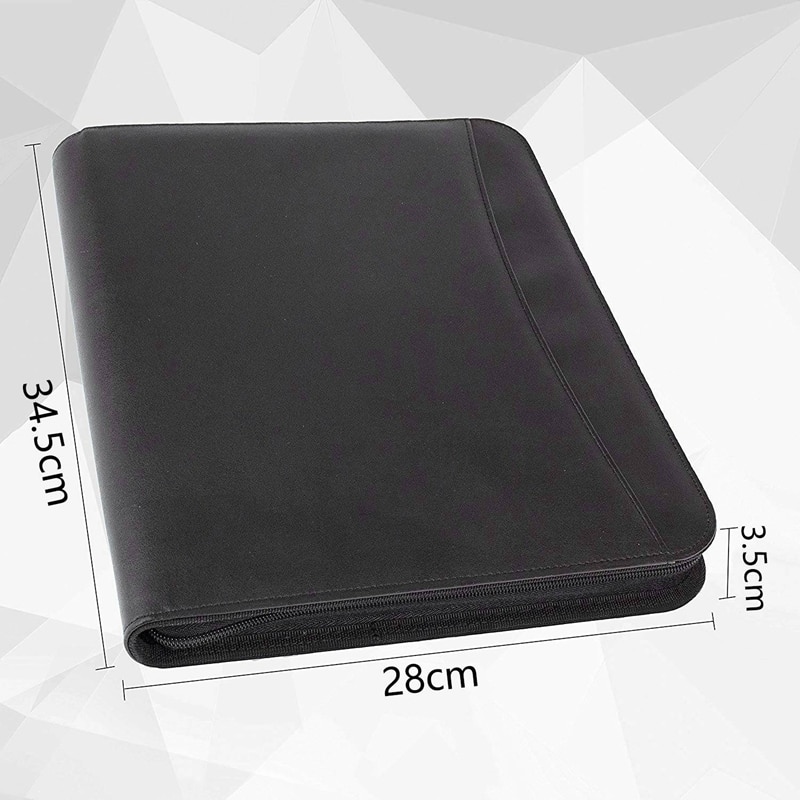 Vegan Leather Folder Zippered Closure Portfolio for Business IPad/Table and Card Interview Resume Binder