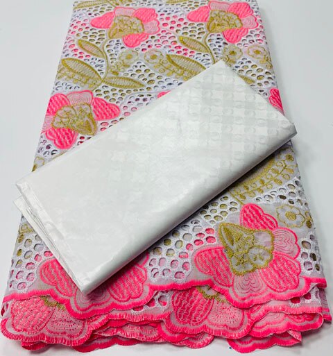 2.5 + 2.5 yards/ensemble africain Bazin Riche Brode tissu avec coton suisse dentelle tissu damassé guinée brocart dentelle tissu YA375