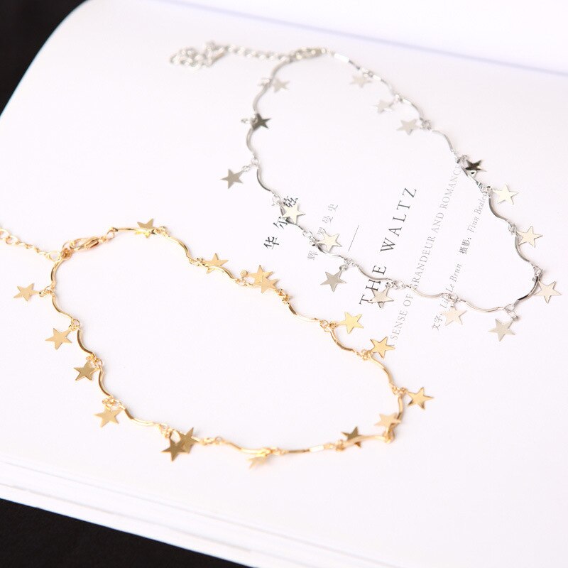 South Korea Bijoux fine simple star chain clavicle short section wave necklace manufacturers Statement Necklace