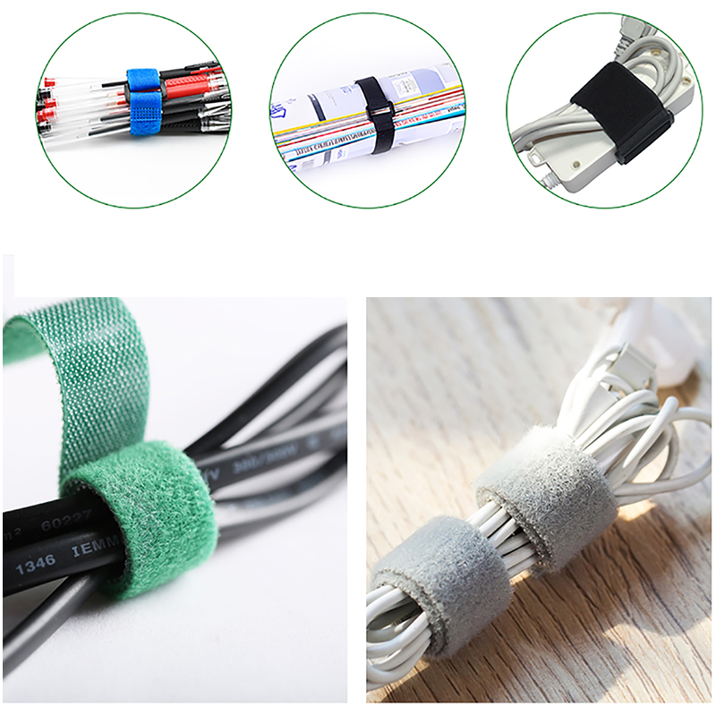 Zelfsluitende Gesp Type Stropdassen Verstelbare Herbruikbare Nylon Flexibele Stof Klittenband Kabelbinder