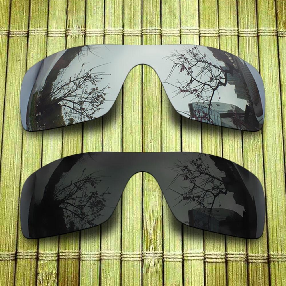 Polarized Replacement Lense For-Oakley Batwolf Sunglasses Frame True Color Mirrored Coating - Options: 1x Chrome-1x Black