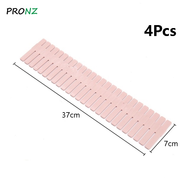 Drawer Organizer DIY Adjustable Storage Partition Board Plastic Drawer Divider Combination Partition Board Space-saving: 4Pcs--Light Pink