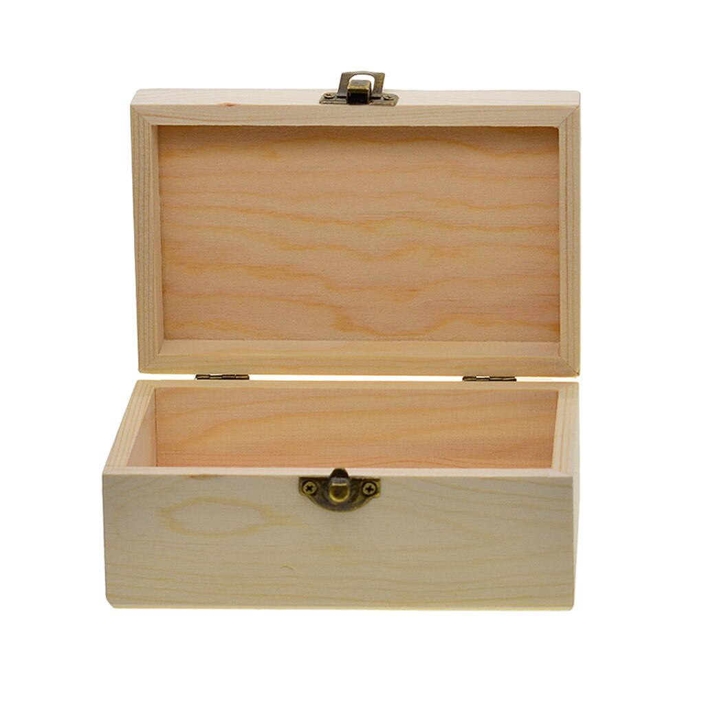 Large Wooden box storage plain wood jewel box case with lid lock 150x98x69mm