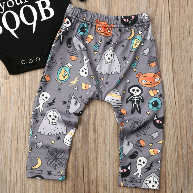 Halloween babykleding voor jongens, 2 kleuren , 2 stuks peuterkleding voor jongens en meisjes, t-shirt, topjes en broekjes, outfitsset