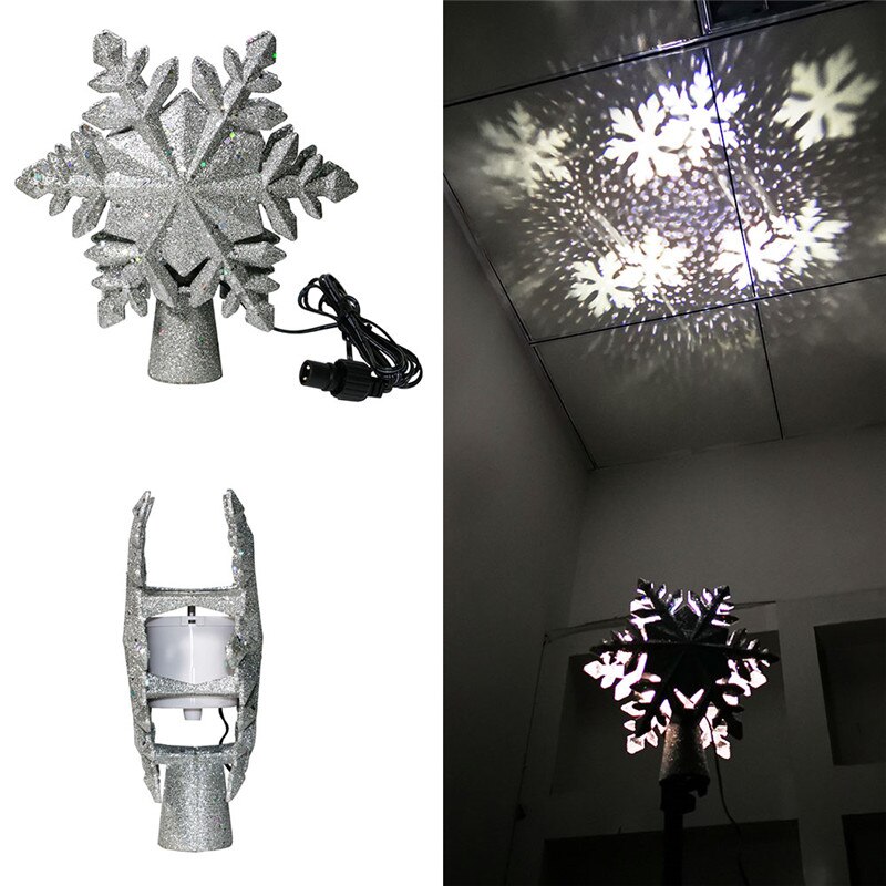 Kerst Treetop Led Sneeuwvlok Roterende Projectielamp Decoratie Sterren Licht Kerstboom Decoratie Hanger Kerst Cadeau