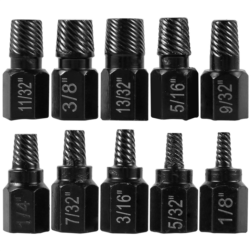 10Pcs Screw Extractor Kit Alloy Steel Damaged Screw Remover Metal Easy Out Drill Bits Broken Bolt Stud Remover Screw Extractor: Default Title