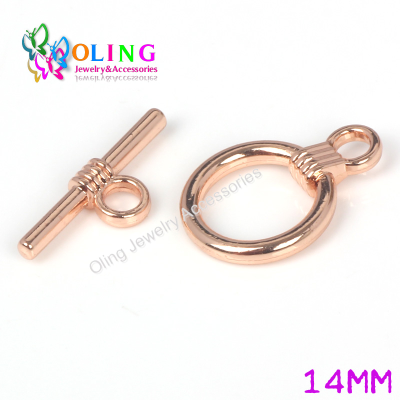 OlingArt 14*20MM Toggle Clasps Round Antique Bronze/silver-color/gold-color rose gold color Bracelet necklace DIY jewelry making: OT10144