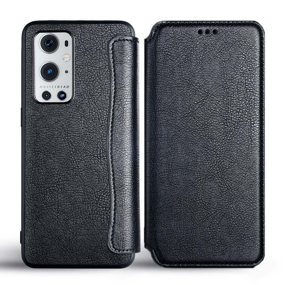 Case for OnePlus 9 Pro Flip cover PU Leather with card slot no magnet for OnePlus 9 Pro case fundas capa coque: OnePlus 9 / Black