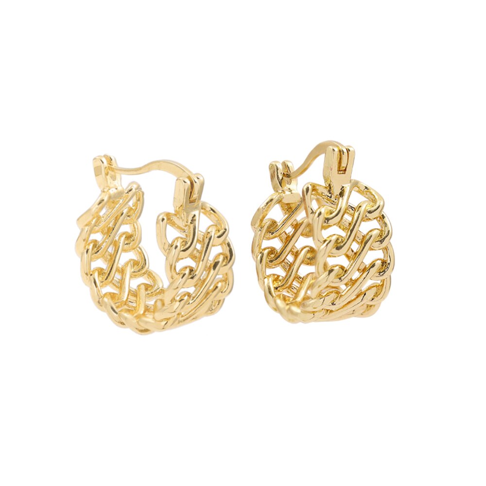 Link Chain Twist Cirkel Ronde Oorringen Gold Metal Eenvoudige Koreaanse Oorringen Voor Vrouwen 2022 Trendy Sieraden: 21250-7