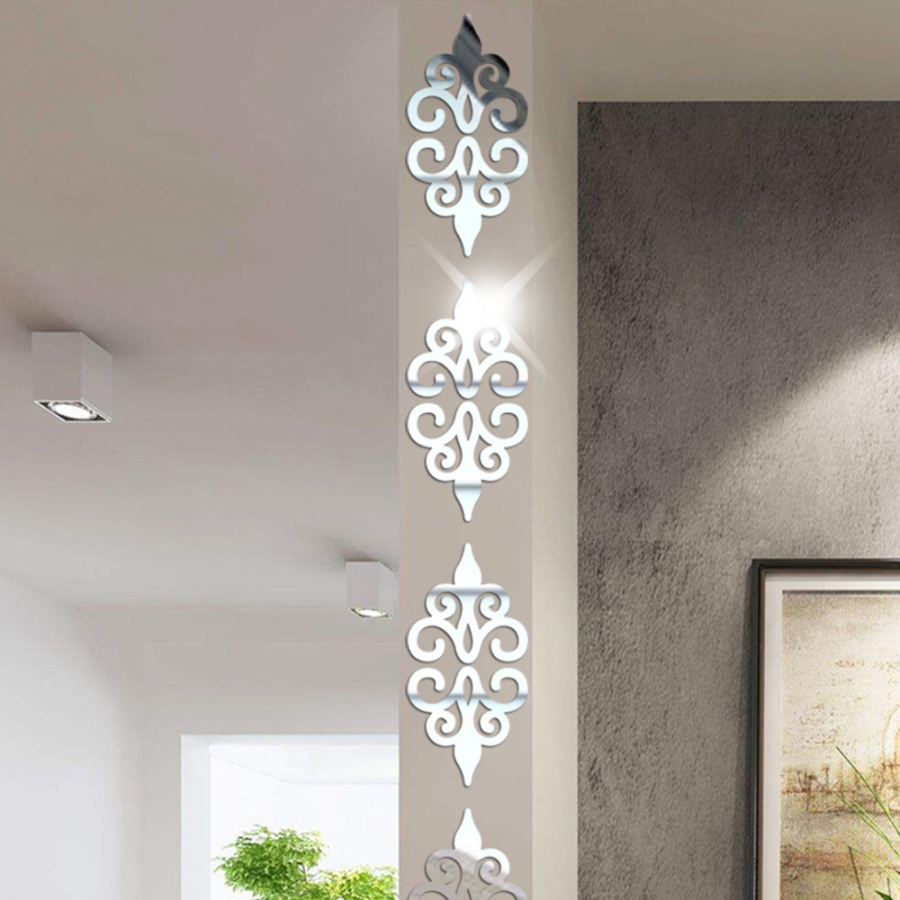 Bright Feather Muursticker Spiegel, 3D Moderne Decoratieve Spiegel Verwijderbare Muurkunst voor Woonkamer Slaapkamer Kantoor Woondecoratie 73 x 18 cm