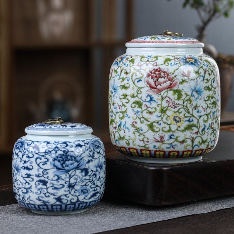 White Ceramic Tea Pot with Lid Home Moisture-proof Tea Bag Storage Box Retro Living Room Decoration Coffee Table Accessories